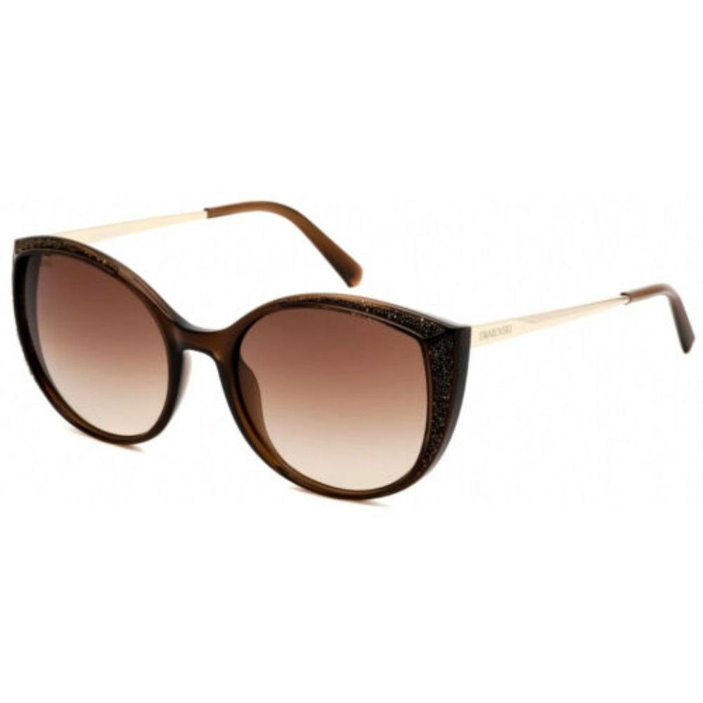 Swarovski SK 168 45F Brown Glitter Round Cat Sunglasses